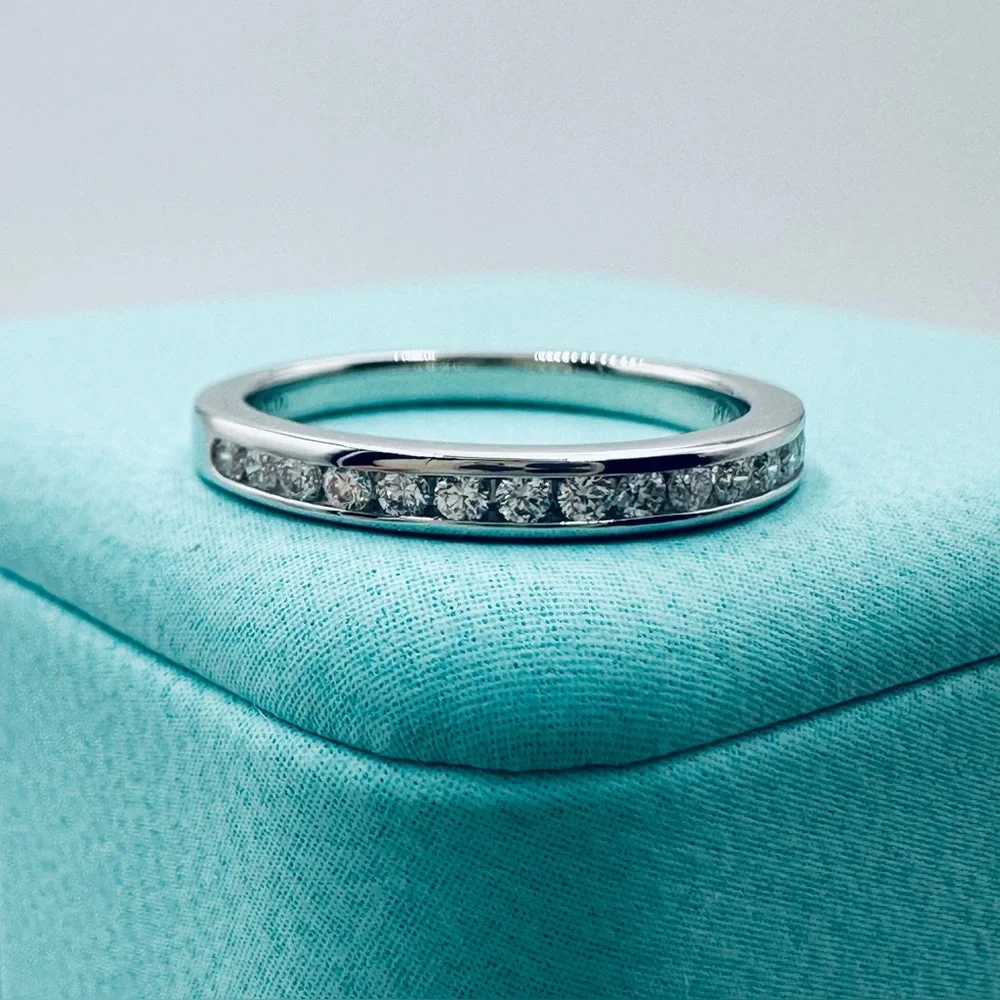 Tiffany & Co. Wedding Band with a Half-Circle of Diamonds .20 TCW w Packaging